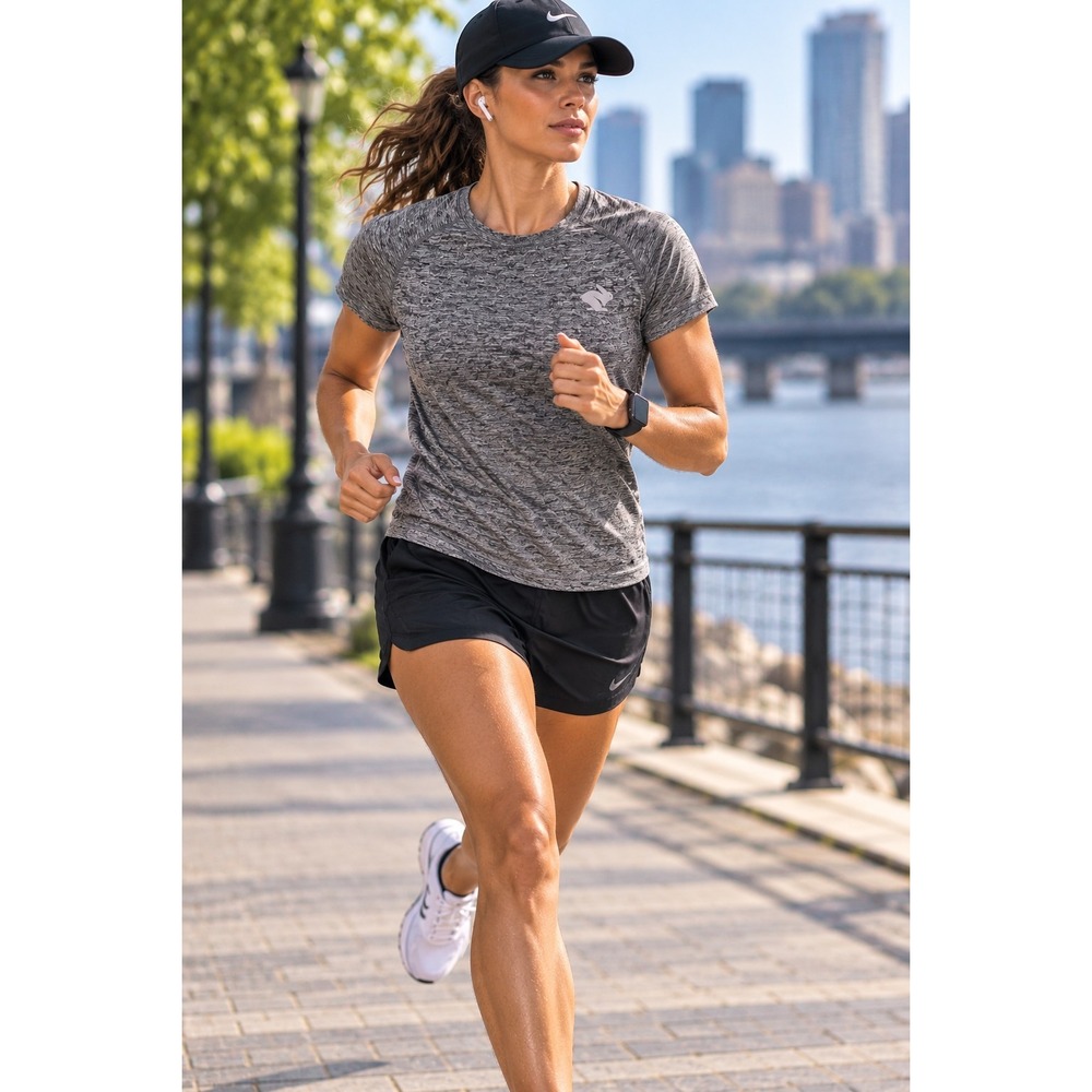 Rabbit Women Gray Short Sleeve T-Shirt Running Hiking M